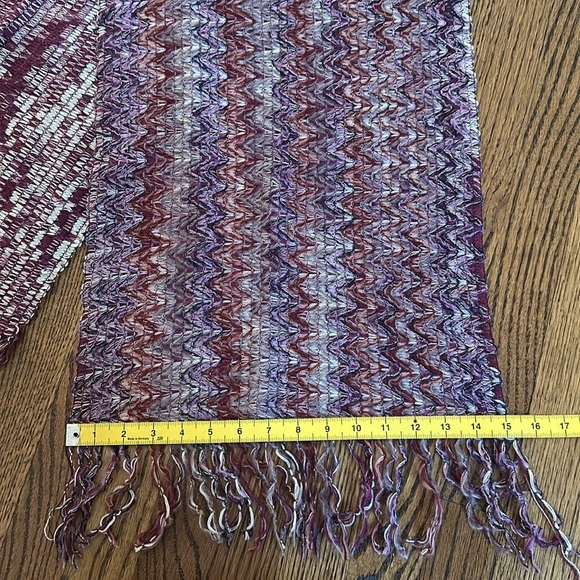 Missoni Purple Gray White Silver Red Sparkle Fringe Scarf - Picture 14 of 14